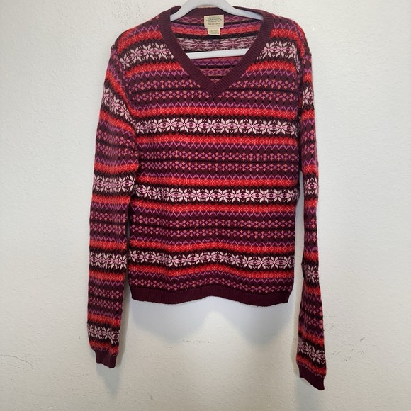 St. John's Bay Sweaters - Vintage St Johns Bay Womens Fair Isle Pullover‎ Sweater Pink Size Med Lamswool
